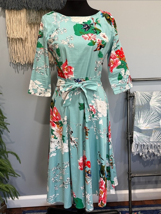 Mystic Dresses & Skirts - Vintage Inspired 50s Floral Swing Dress Tie Waist Large